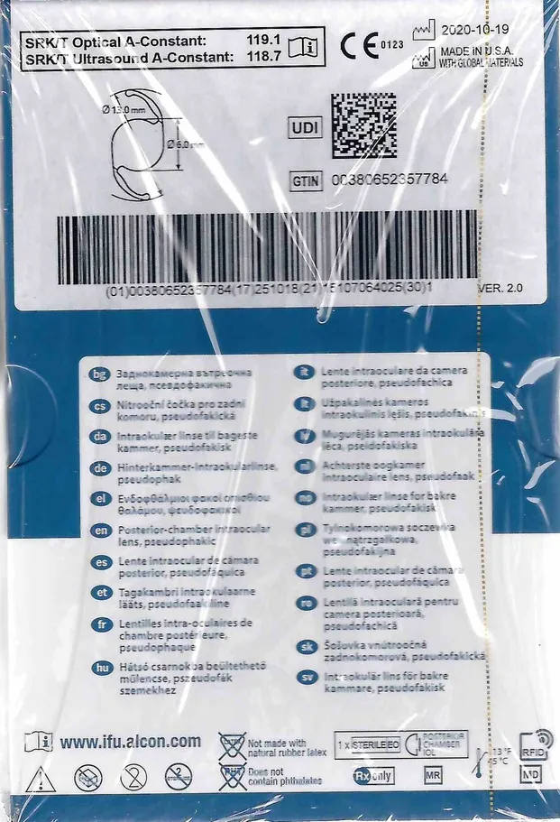 Однокомпонентна трифокальна інтраокулярна лінза TFNT00 AcrySof® PanOptix (для корекції пресбіопії)